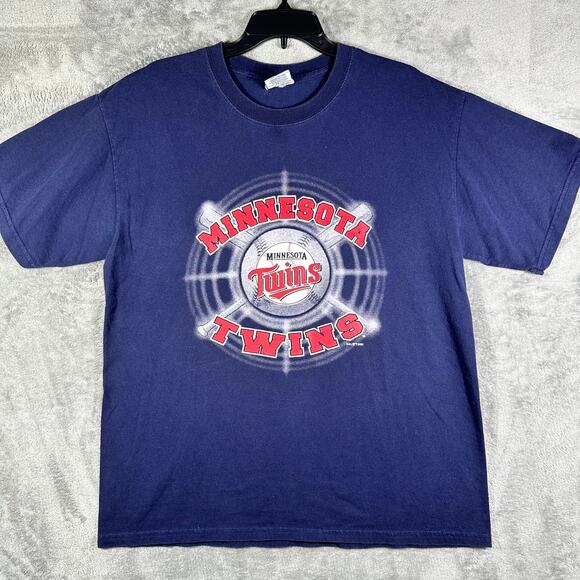 VINTAGE 2002 Minnesota Twins Shirt Men's L Blue Graphic MLB Retro Y2K - Picture 1 of 7